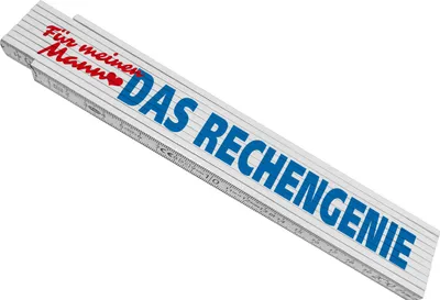Produktbild von Meterstab aus Holz Für meinen Mann das Rechengenie mit 2 Einkaufswagenchips