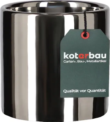 Produktbild von KOTARBAU, glänzender Zylinder-Blumentopf aus Keramik, Silber, \u230080mm