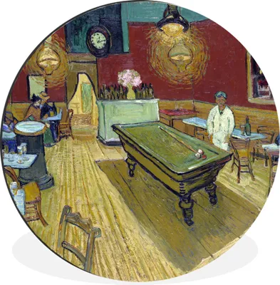 Produktbild von MuchoWow® Aluminium Wandkreis Das Nachtcafé - Gemälde von Vincent van Gogh Ø 60 cm Wanddeko Modern Wohnzimmer - Wand Kreis - Wandbild - Schlafzimmer - Aluminium Bild - Kinderzimmer - Wohnzimmer Dekoration - Wandschmuck