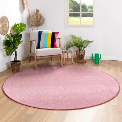 Produktbild von Steffensmeier Kurzflor Teppich Ibiza Wohnzimmerteppich modern, strapazierfähig und pflegeleicht, Rosa, Größe: 80x80 cm