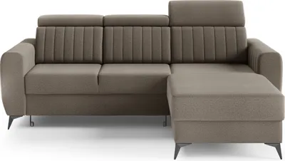 Produktbild von Ecksofa mit Schlaffunktion und Bettkasten, Couch für Wohnzimmer, Schlafsofa, Eckcouch L-Form Sofagarnitur Sofa Wohnlandschaft - Ottomane links als auch rechts montierbar - 238x93x176 cm - Ecksofa MOSTA I Braun (Element 05)
