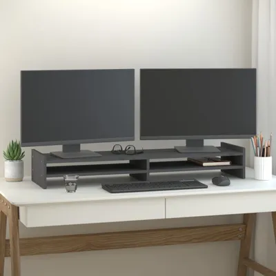 Produktbild von "2026 Aktion"Bildschirmständer/Monitorständer - Modernes Notebookständer - Grau 100x27x15cm Massivholz Kiefer DE835038 - Computertische