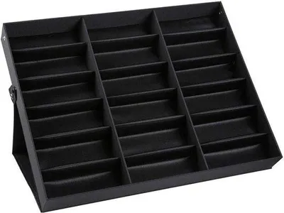 Image de Organiseur en verre à 18 compartiments, présentoir pour lunettes de soleil, vitrine en verre