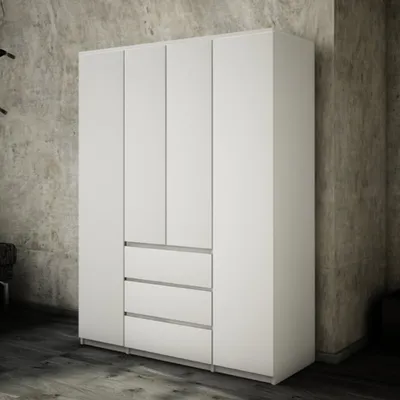 Produktbild von Kleiderschrank Mehrzweckschrank Kommode Stauraumkommode Hochschrank Nachbildung 180cm weiß