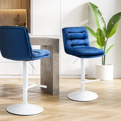Produktbild von Barhocker Damar Samt weiß blau