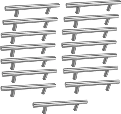 Produktbild von Set mit 15 Küchenschrankgriffen, Edelstahl-Küchenschrankgriffe für Küche, Bad, Schlafzimmer, Büro, 96 mm Lochabstand