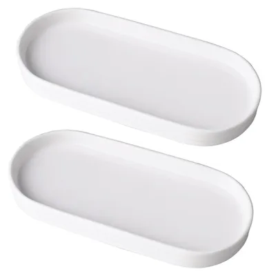 Produktbild von 2 Stück Badezimmer Tablett Dekotablett Weiß Oval Kosmetiktabletts 20 * 9 * 1,8 cm Bad Tablett Badezimmertablett Geeignet für Bad, Küche und Dekoration