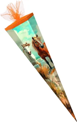 Produktbild von Schultüte / Zuckertüte / 85cm / eckig / "Pferde"