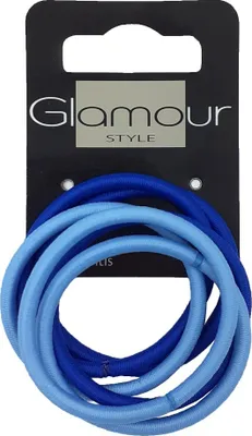 Zdjęcie produktu dla Glamour Gumki do włosów bez metalu Niebieskie, 6 sztuk