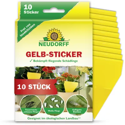 Produktbild von Neudorff Gelbsticker gegen kleine Fliegende Schädlinge wie Trauermücken, insektizid frei, geruchlos, 10 Stück