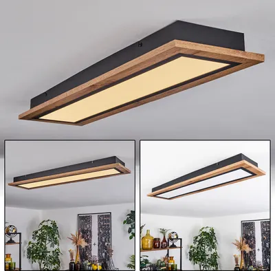 Produktbild von Vacil Deckenlampe aus Metall/MDF/Kunststoff in Schwarz/Holzoptik/Braun/Weiß