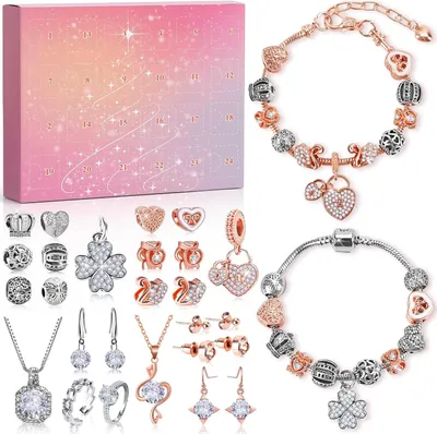 Produktbild von Schmuck Adventskalender 2025 Frauen Teenager Mädchen: Kleine Geschenke für Adventskalender Füllung Kinder Frau Freudin Weihnachtskalender 2025 Frauen Geschenk Schmuck Damen Jugendliche Mädchen