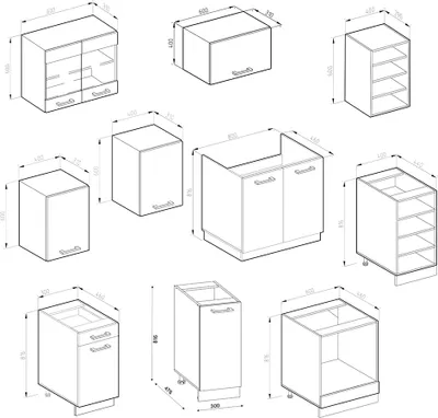 Produktbild von Küchenzeile Vicco R-Line Weiß Hochglanz/Goldkraft Eiche 240 cm ohne Arbeitsplatte, Model 37682