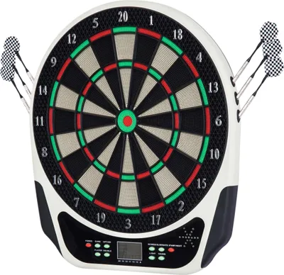 Immagine prodotto di Fortuna Lai Bersaglio elettronico per freccette, bersaglio con display LCD, 6 freccette, 24 punte, 18 giochi, 159 opzioni di punteggio, per 8 giocatori