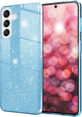 Produktbild von NALIA Hybrid Glitzerhülle für Samsung Galaxy S24 Plus Hülle, Glänzende Glitzer Schutzhülle mit verstärktem Silikon Blau