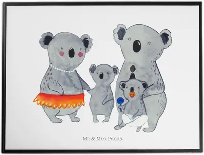 Produktbild von Mr. & Mrs. Panda tischpad Koala Familie - Weiß - Geschenk, Schreibunterlage, Tischunterlage, Kinder, schreibtischunterlagen, schreibtischunterlage, schreibauflage, Mama