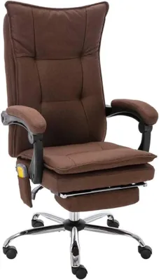 Immagine prodotto di Sedia da ufficio ergonomica marrone, rivestita in tessuto, con funzione massaggio, regolabile in altezza, dotata di supporto lombare, braccioli, poggiatesta e tessuto a rete traspirante