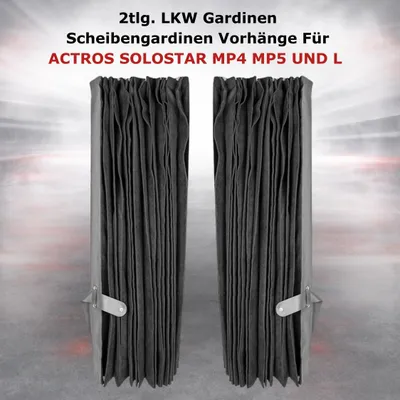 Immagine prodotto di 2 tende per camion, tende per finestrini, tende per cabina, compatibili con i modelli ACTROS SOLOSTAR MP4, MP5 e modelli successivi