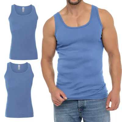 Produktbild von Celodoro Herren Business Tank Top (2er Pack) Achselhemd aus Baumwolle - Carolina Blue 3XL