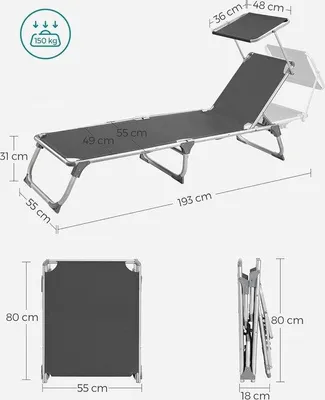 Produktbild von Famanu Liegestuhl - Atmungsaktives Material, verstellbare Rückenlehne