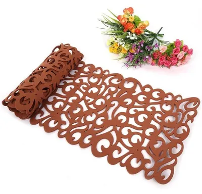 Obrázok produktu pre Podložka pod jedlo z filcu, s kvetinovým vzorom, rozmer 102 x 29 cm, odolná voči teplu