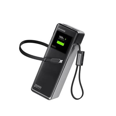 Produktbild von SHARGE HyperTower X6 Powerbank 25000 mAh 170W PD QC Schnellladen Grau USB C Laptop
