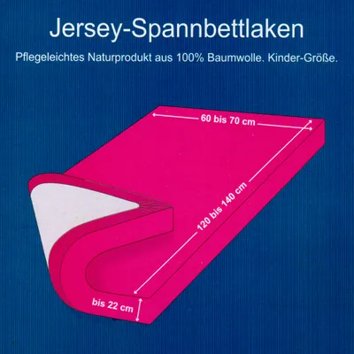 Produktbild von OptiDream Jersey Spannbetttuch Kinderbett 60/120 cm bis 70/140 cm 100% Baumwolle, Farben:Pink