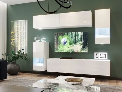 Produktbild von Mediawand Wohnwand 6 tlg - NEXI XL 37 - Weiss Hochglanz inkl. LED