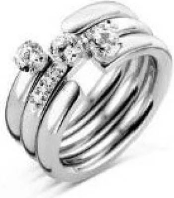 Image de Victoria Ensemble de 3 bagues en argent avec pierre blanche