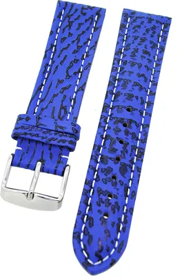 Produktbild von Uhrenarmband Haifischleder gepolstert Hellblau mit weißer Naht 22mm