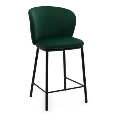 Obrázek produktu pro NEW HOME Barová židle BARI barová židle do jídelny čalouněná židle do obývacího pokoje - zelená - moderní nábytek velur samet