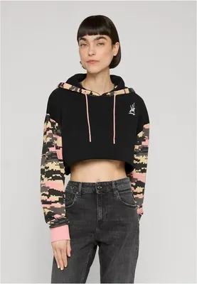 Image de Sweat à capuche pour femme Dangerous DNGRS Ecstatic Hoodies noir/camouflage pixelisé - L