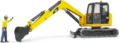 Produktbild von BRUDER Cat Minibagger mit Bauarbeiter, Bagger-Modell, Kunststoff