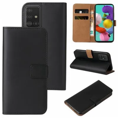 Produktbild von Kunstleder Flip-Hülle für Smartphones - Farbe: Schwarz - Modellkompatibilität: Für Samsung Galaxy A51