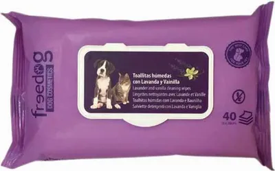 Image de Freedog Lavande & Vanille Lingettes nettoyantes 40 unités One Size