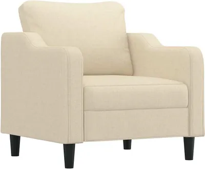 Produktbild von Strapazierfähiger Sessel aus Stoff in Creme mit dick gepolsterter Sitzfläche und Metallgestell