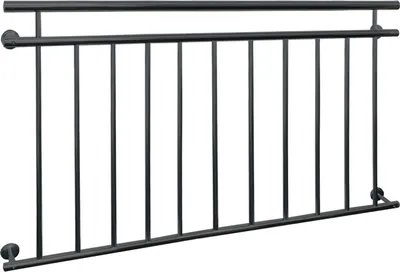 Produktbild von ECD Germany Französischer Balkon, 90x156 cm, mit 11 Füllstäben, Anthrazit matt und rau, Balkongeländer aus pulverbeschichtetem Stahl