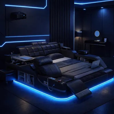 Produktbild von Multifunktionales Bett Moderner Stil in Braun Holzrahmen Entspannend