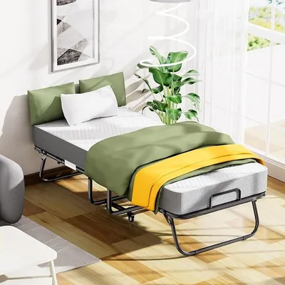 Imagen del producto de Cama plegable de 200x90 cm con colchón de 13 cm, ideal como cama extra para adultos
