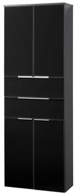 Zdjęcie produktu dla FACKELMANN KARA podwójna wysoka szafka / szafka z systemem cichego domykania / wymiary (szer. x wys. x gł.): ok. 61 x 176 x 32 cm / z szufladami i drzwiami / korpus: antracyt / front: lakierowane szkło w kolorze antracytowym