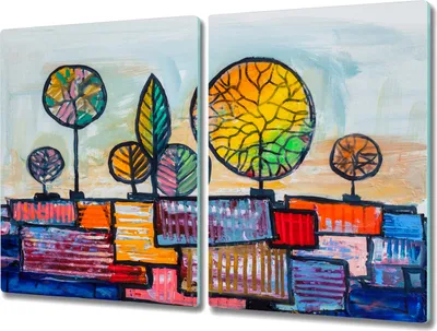 Produktbild von Coloray Küchenbrett Kochplattenabdeckung Hackbrett Schneidebrett Herdabdeckplatte 2x40x52 cm - Impressionismus Baum