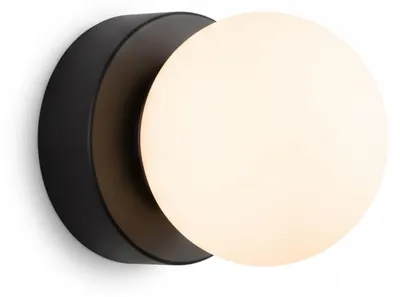 Produktbild von Badleuchte Metall Glas G9 IP44 D: 8 cm Schwarz Weiß Kugel Schirm Modern Badlampe, KI-generiertes Bild