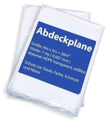 Produktbild von Baufolie Abdeckfolie Plane 4x5m Malerfolie 7my 1 Stück
