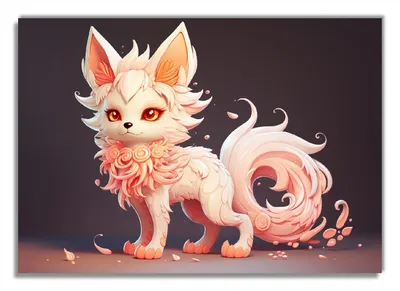 Produktbild von Wallario Premium Glasbild, freischwebende Optik, kräftige Farben, Größe 100 x 70 cm Motiv Rosafarbiger Kitsune