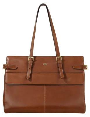 Productafbeelding van Zakelijke tas/Laptophoes ALICE. Bruine dames tas, gemaakt van leer