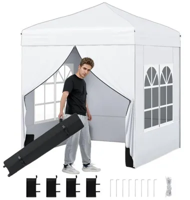 Produktbild von Faltpavillon 6,5 x 6,5 Fuß, 4 Seitenwände, Rollentasche
