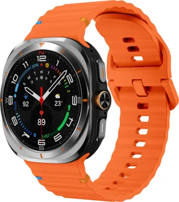 Produktbild von Strap-it Wave Silikonarmband - passend für die Samsung Galaxy Watch Ultra / Ultra 2025 47mm (orange)