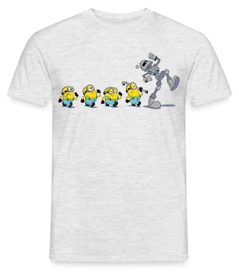 Produktbild von Spreadshirt Minions Marsch Mit Roboter Männer T-Shirt, XXL, Grau meliert