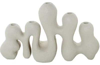 Produktbild von DRW Kerzenständer für 5 Kerzen aus Kunstharz, weiß, 45 x 25 x 14 cm