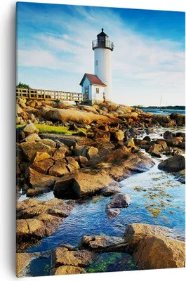 Produktbild von Bild auf Leinwand - Leinwandbild - Einteilig - Leuchtturm Ufer Wolke Landschaft - 70x100cm - Wand Bild - Wandbilder - Leinwanddruck - Wanddekoration - Leinwand bilder - Wandbild - PA70x100-2973